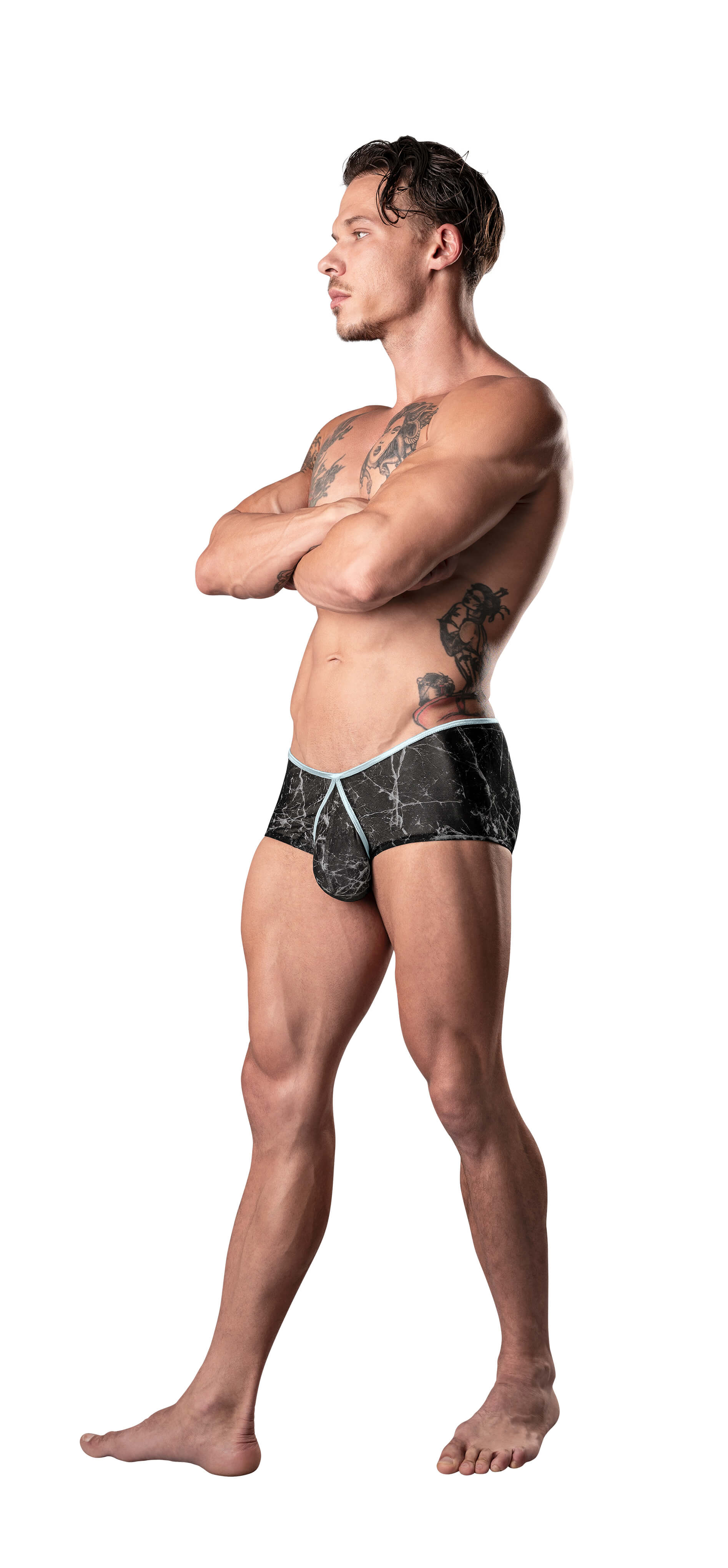 Male Power Marble Mesh Micro Mini Short