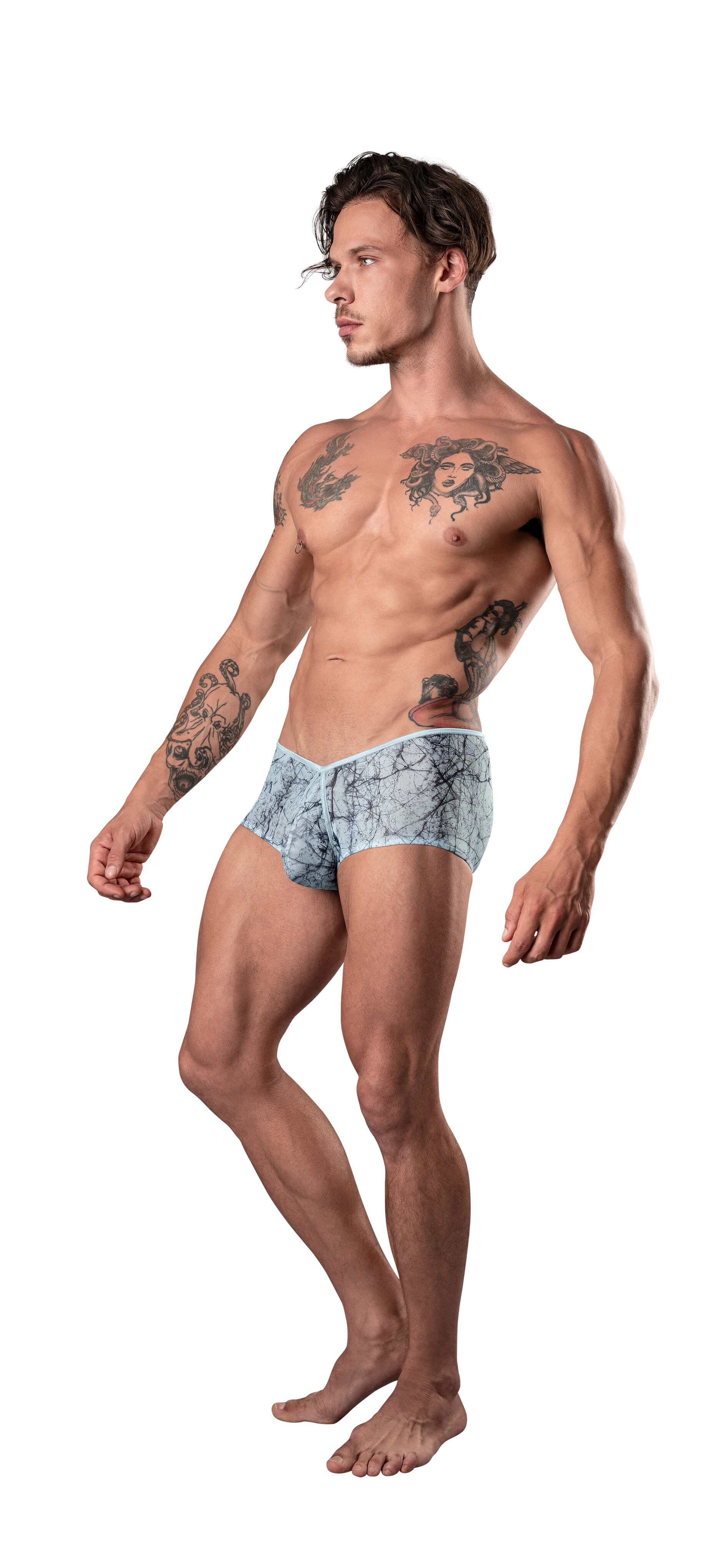 Male Power Marble Mesh Micro Mini Short