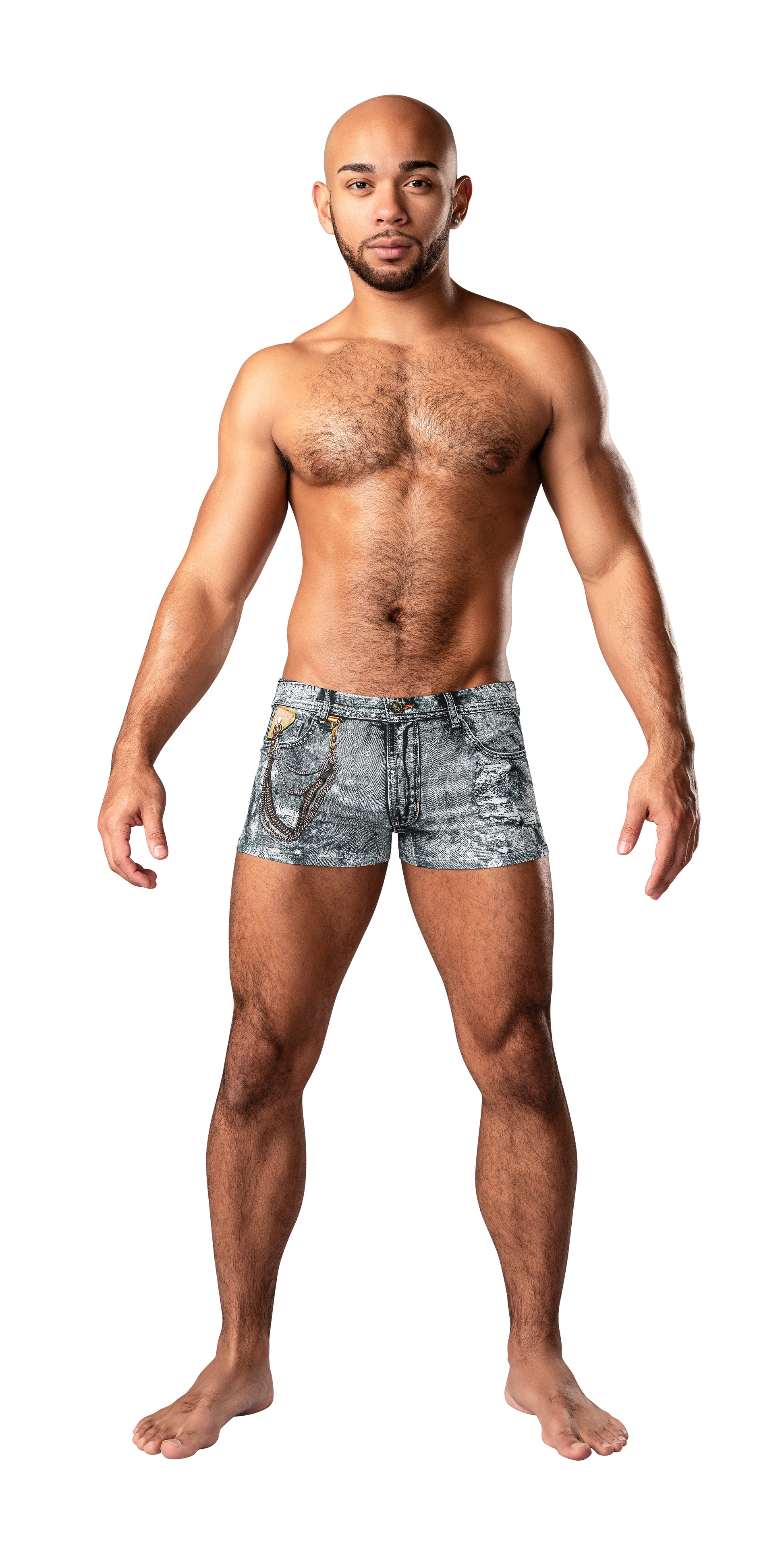 Male Power Dirty Denim Mini Short