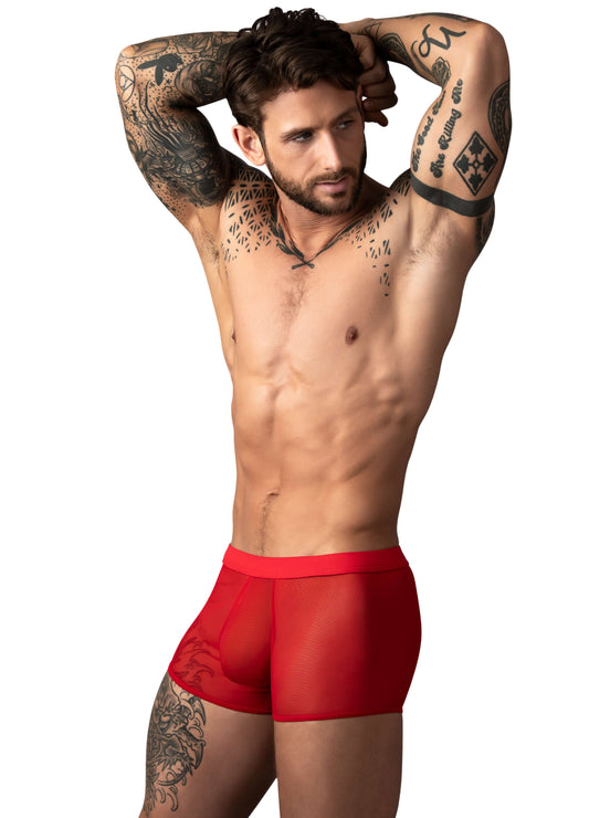 Man Wearing Red Male Power Mesh 2.0 Mini Short Side