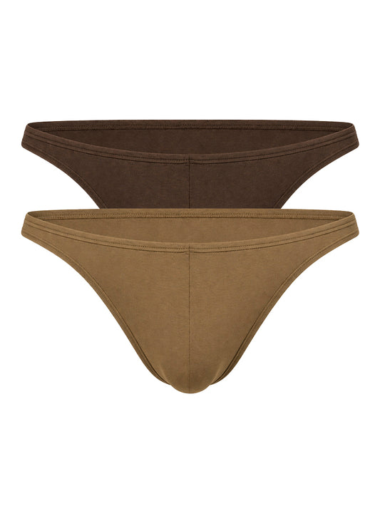 Fizx SleekLine Rayon Thong with Plus Pouch 2PC Pack (Khaki & Brown)
