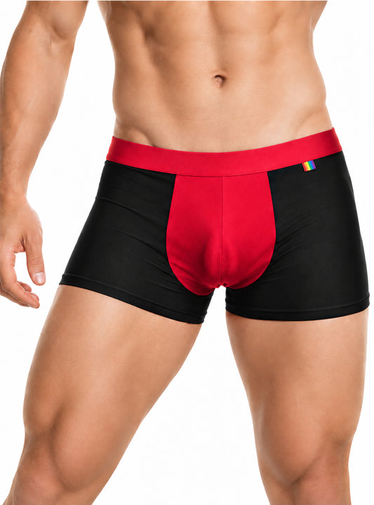 Man wearing black Pride Ultra Stretch Amplify Trunk on a white background, front view