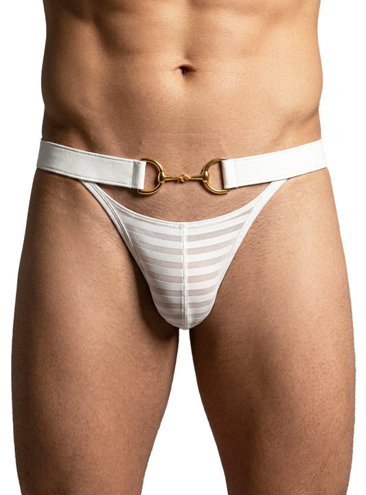White Tartarus Buckle Thong Front