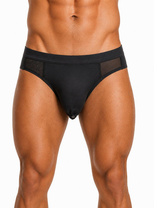 Black Tartarus Sheer Mesh Brief Front