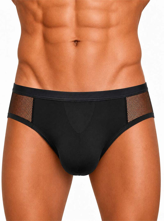 Black Tartarus Stretch Low Rise Mesh Brief Front