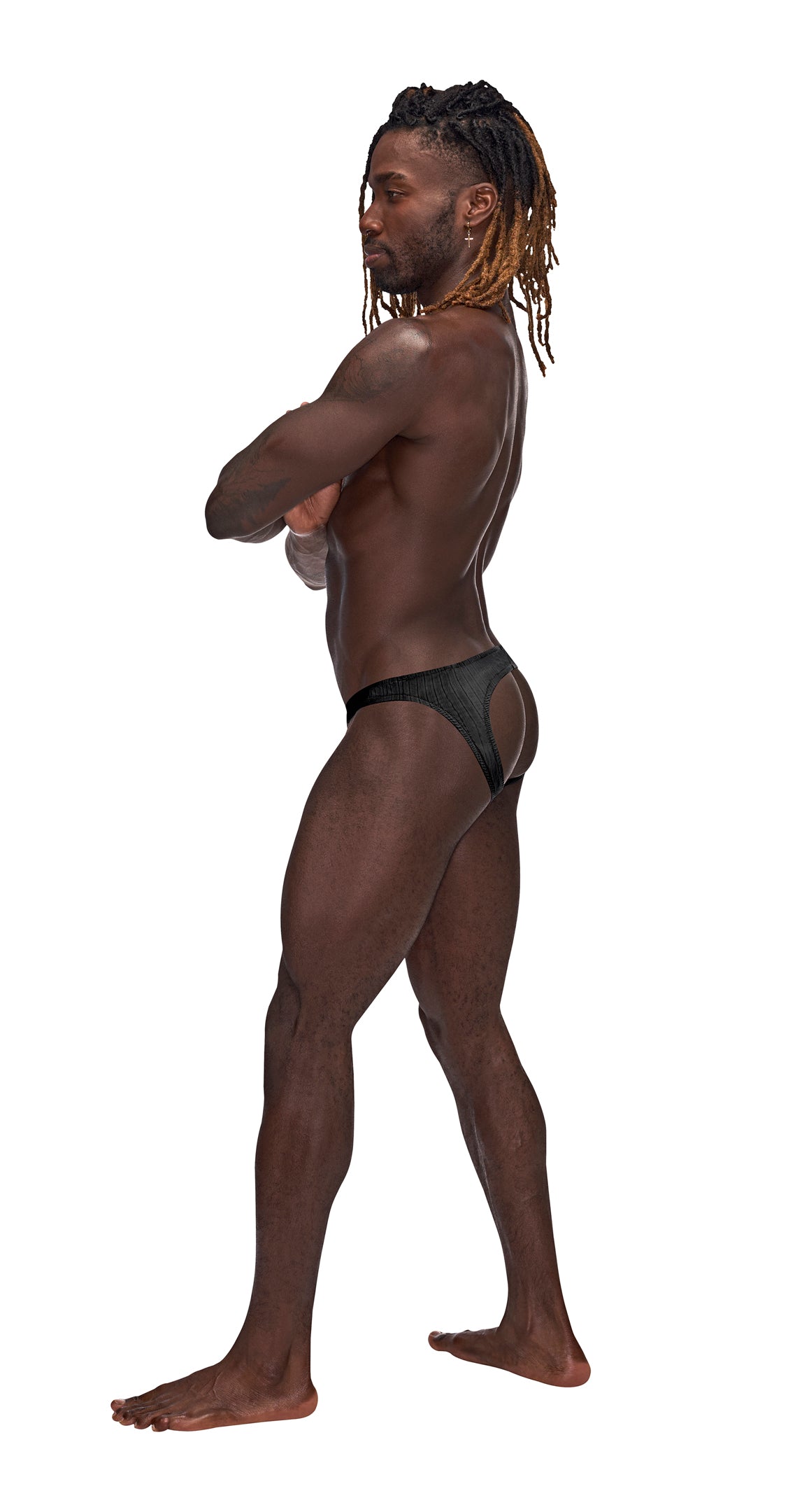 From the Barely There collection by Male Power,  the Moonshine jock brief features a low cut waist, a generous contoured pouch and full rear exposure.   Silky smooth, supple poly spandex. Ultra lightweight with tone on tone verticle striping.   Fabric Content 87% Polymide 13% Spandex  Care Instructions Hand wash separately, cold water, line dry, no bleach  Orders including Male Power items may take up to 2 weeks for delivery. All Male Power and MaleBasics sales are final.