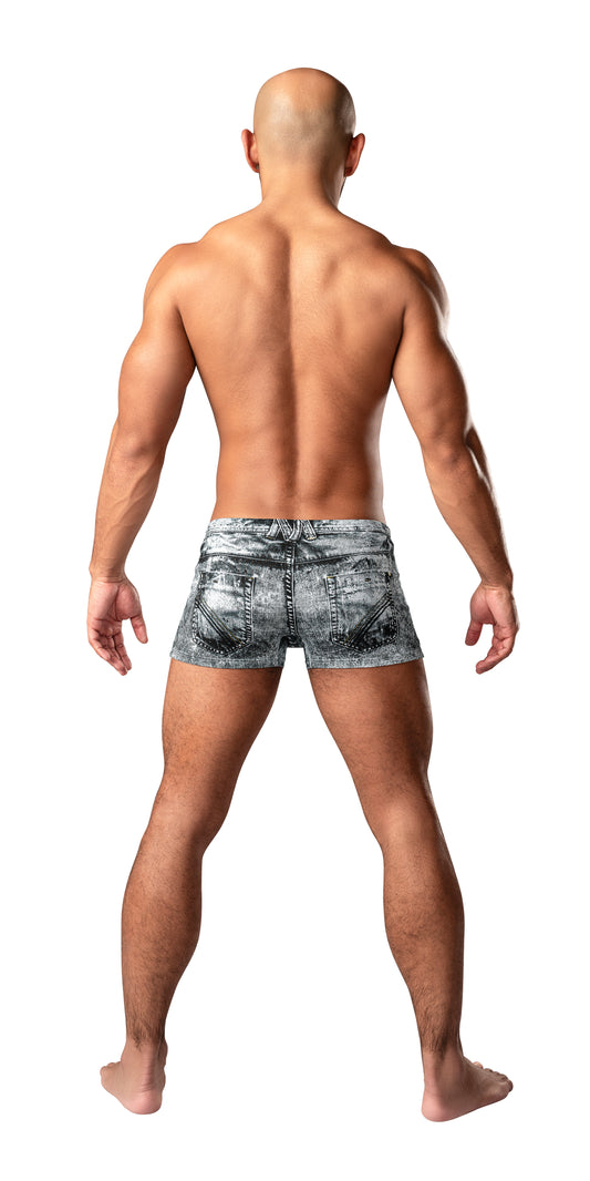 Male Power Dirty Denim Mini Short