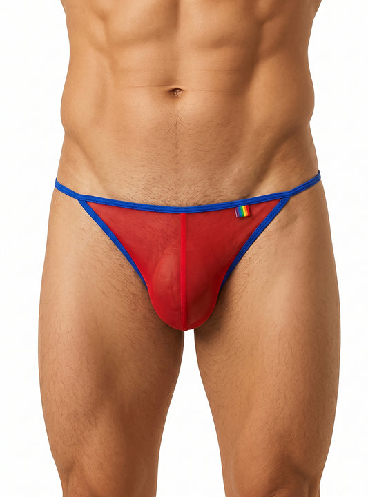 Red Pride Mesh Gossamer G-String Front