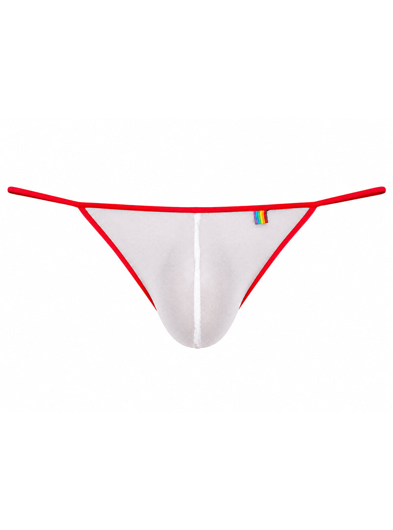 White Pride Mesh Gossamer G-String
