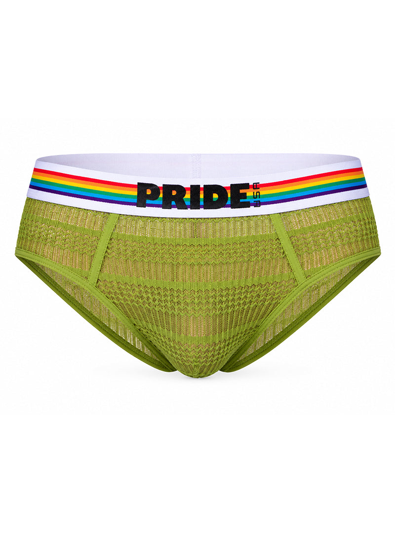 Green Pride Sheer Mesh Archery Brief