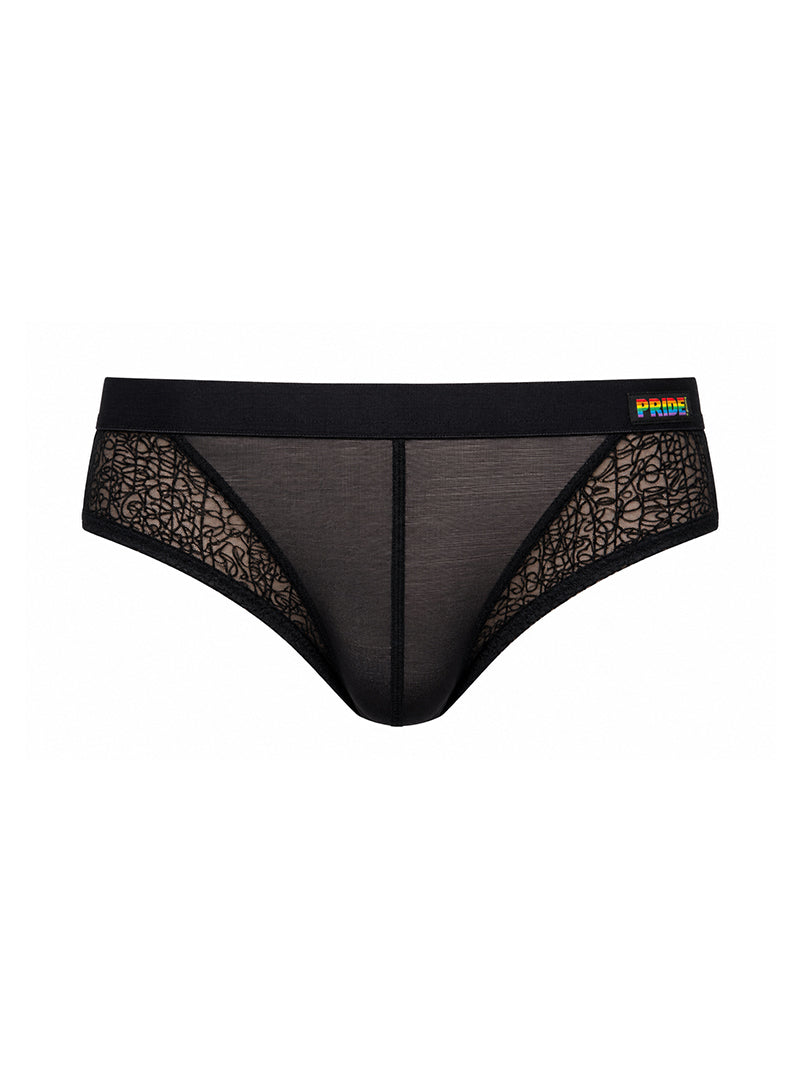 Black Pride Venice Lace Brief Front