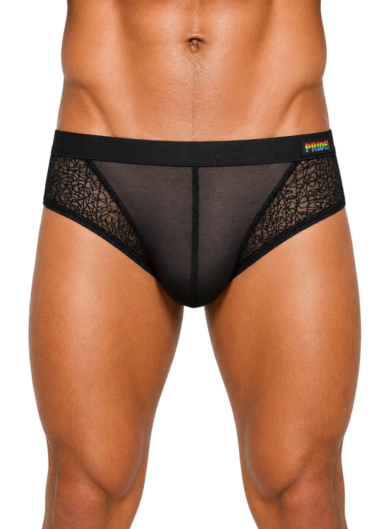 Black Pride Venice Lace Brief Front