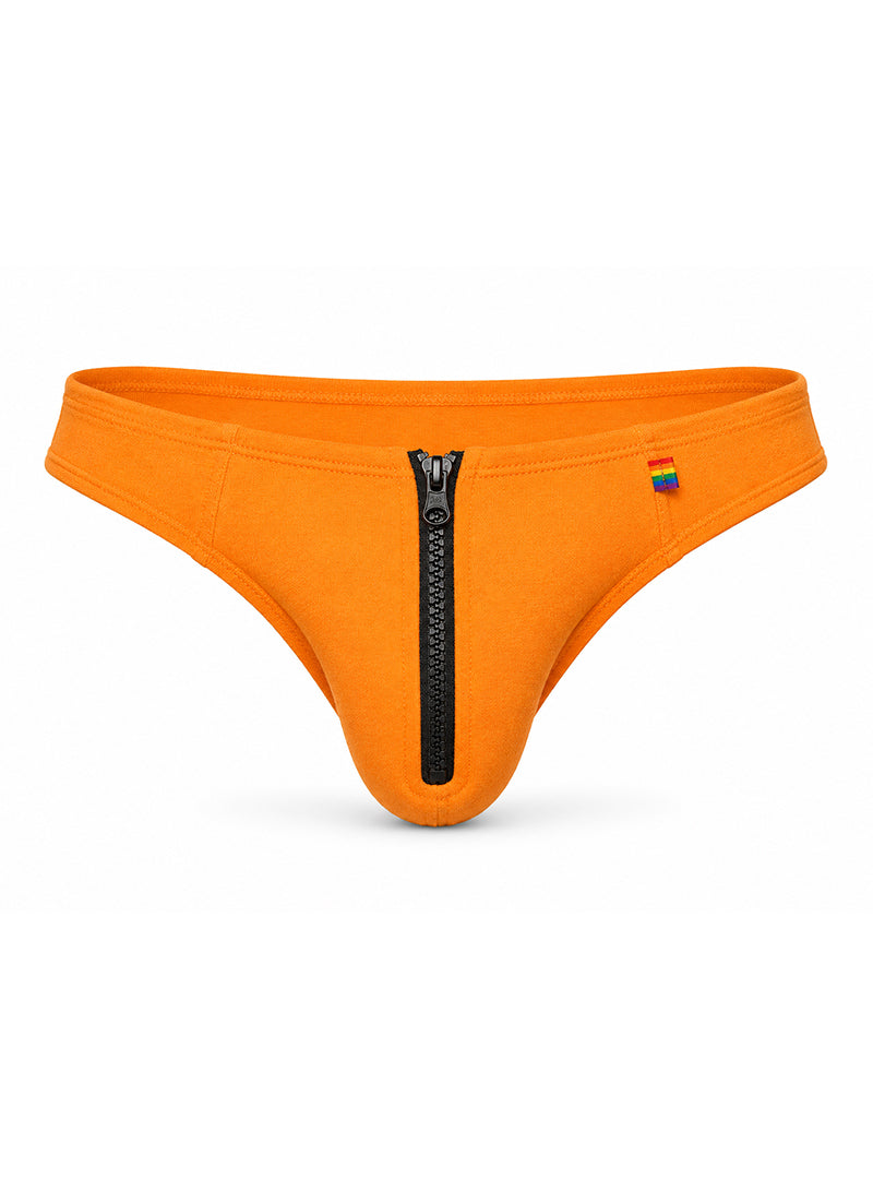 Orange Pride Zip It Thong Front