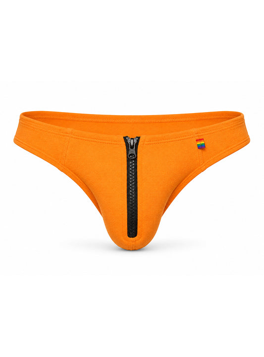 Orange Pride Zip It Thong Front
