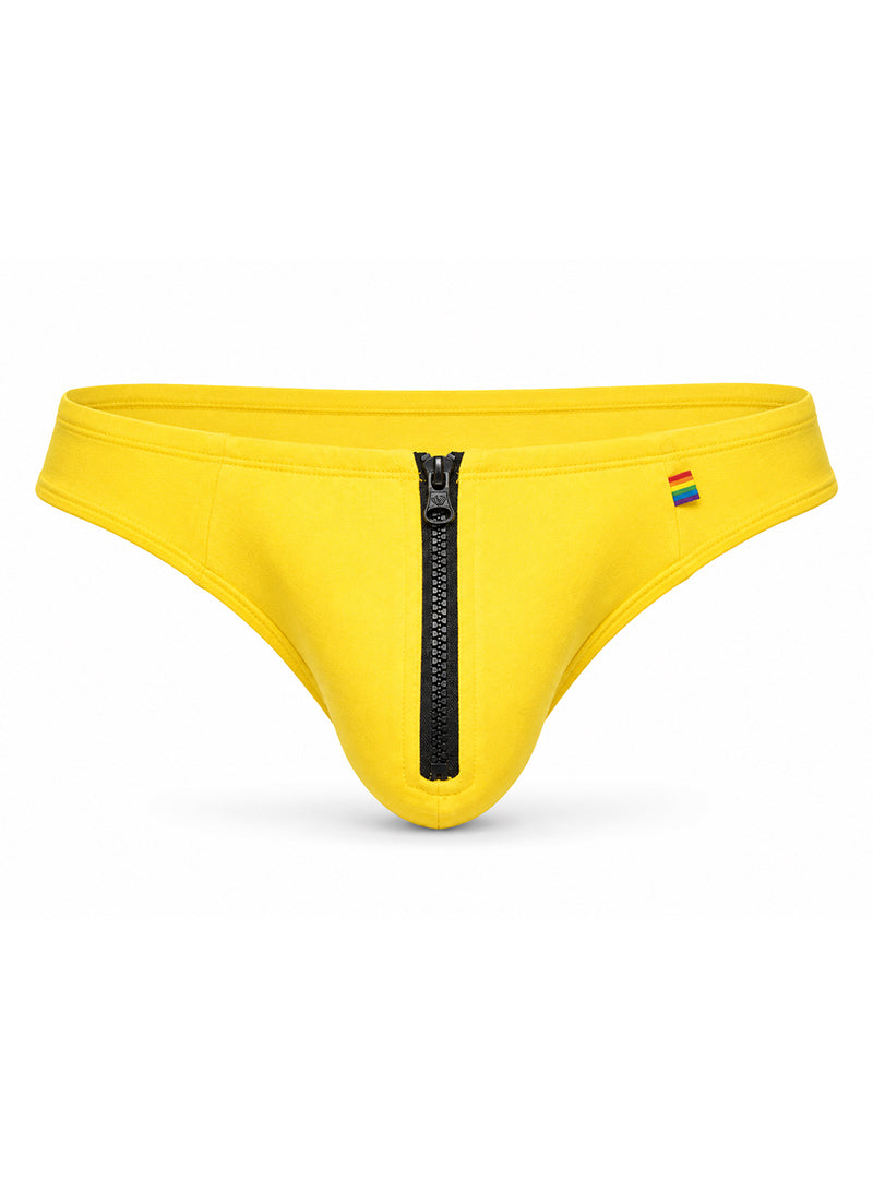 Yellow Pride Zip It Thong Front