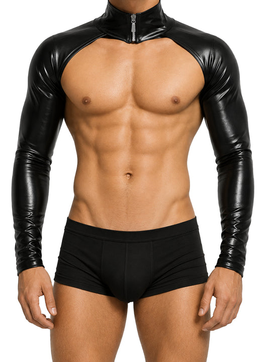 Black Tartarus Coated Faux Leather Sleeves Front