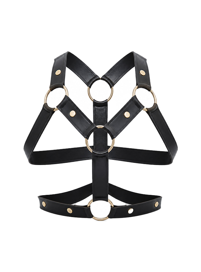 Black Tartarus Faux Leather Ring Harness