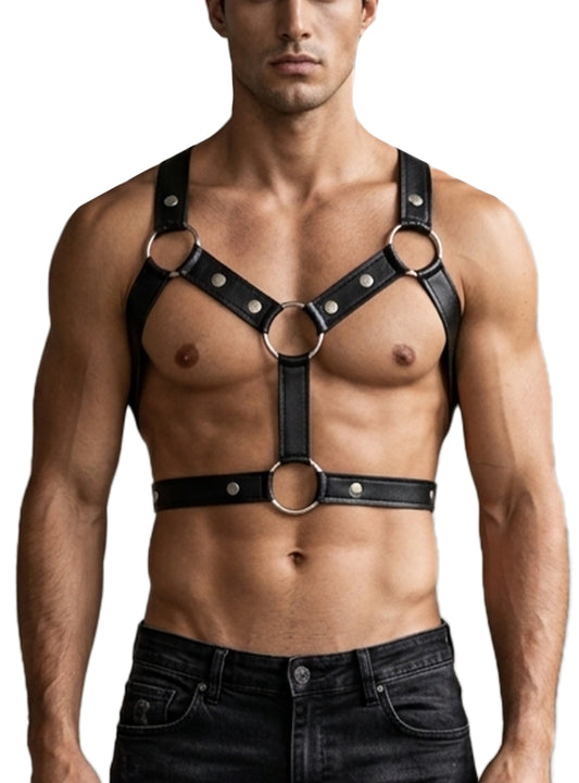 Tartarus Faux Leather Ring Harness, Body Accessory