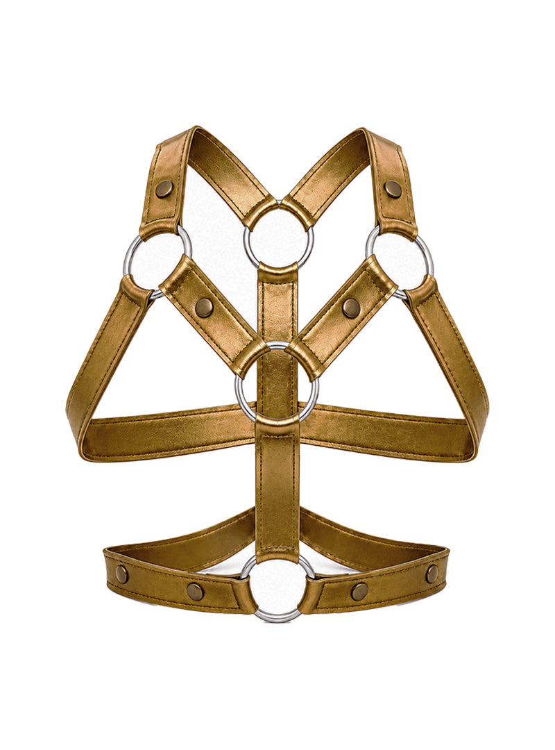 Golden Tartarus Faux Leather Ring Harness