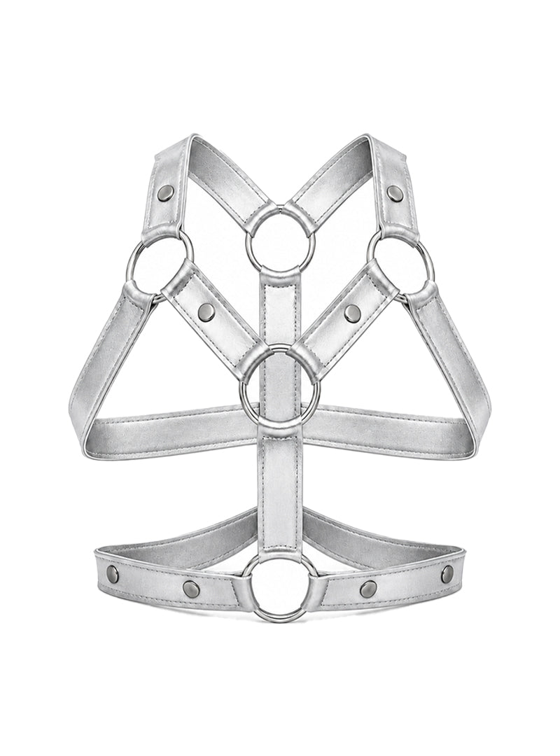 Silver Tartarus Faux Leather Ring Harness