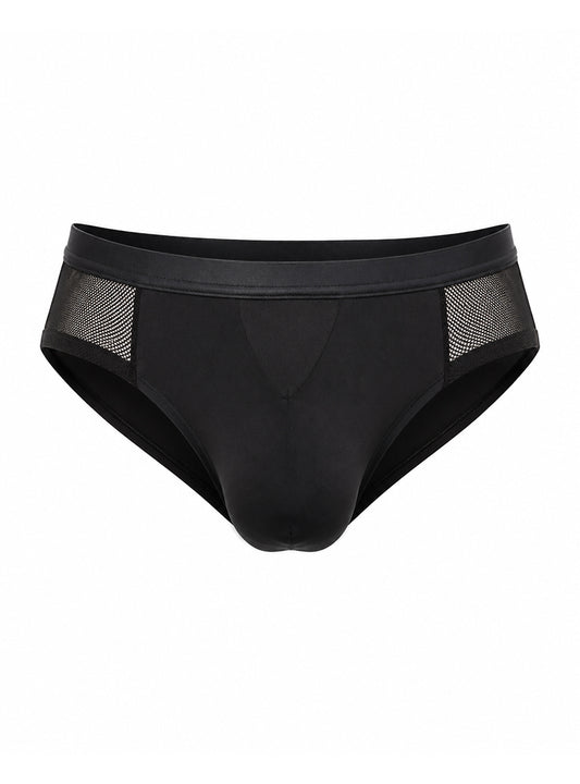 Black Tartarus Stretch Low Rise Mesh Brief Front