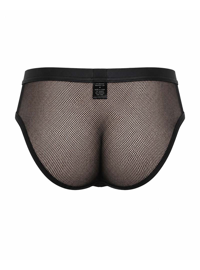 Black Tartarus Stretch Low Rise Mesh Brief Back