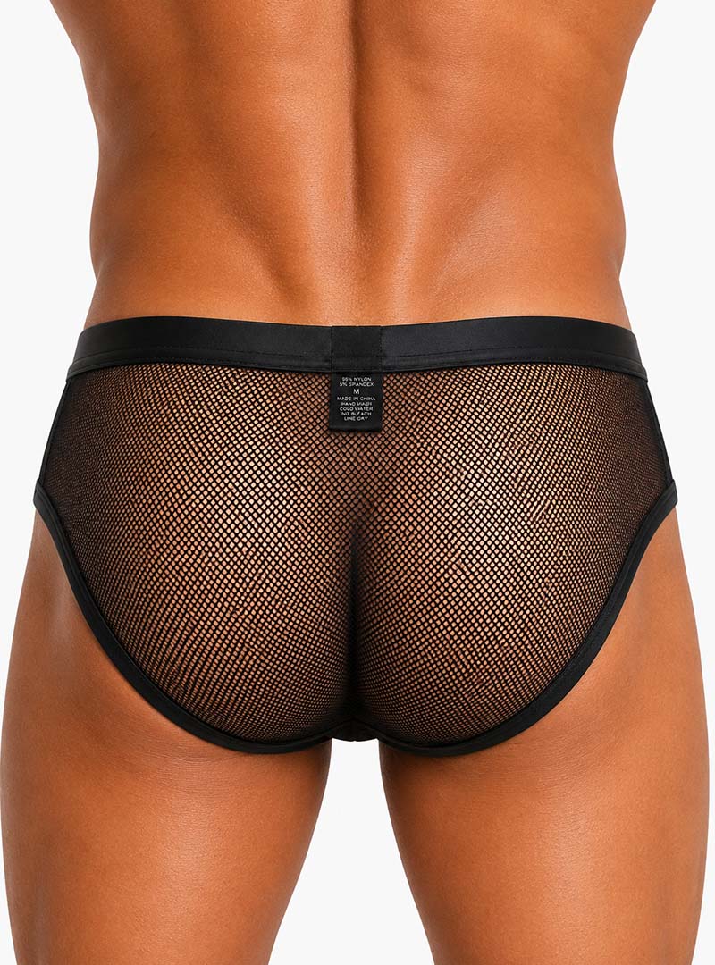 Black Tartarus Stretch Low Rise Mesh Brief Back