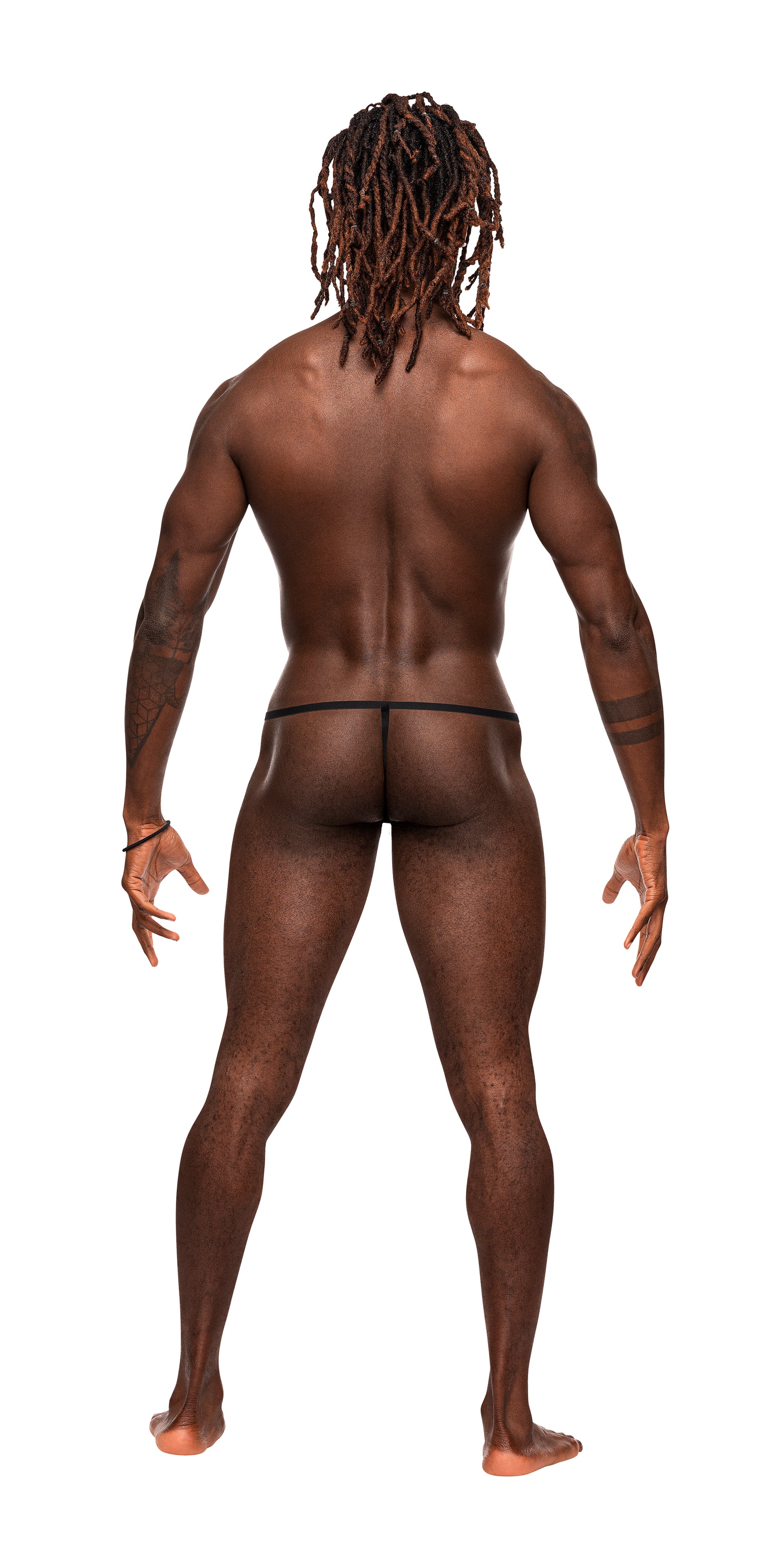 From the Male Power Mesmerizing collection this style includes an adjustable, sliding  posing pouch with a plush elastic waist band and g-string back.   Cool stretch poly spandex with an embossed tone on tone print joining both flat and raised graphics throughout.