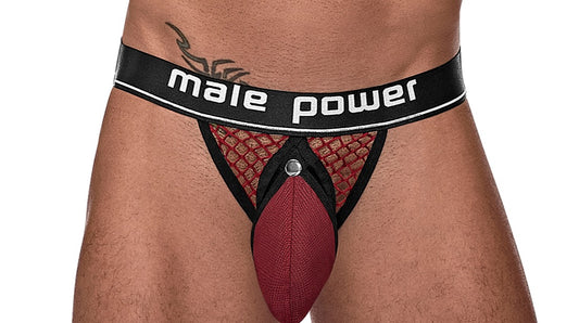 Get ready and rearing to go in the Male Power's Cock Ring Jock. Breathable athletic mesh holds you in place while also giving the option to remove the pouch when duty calls. The plush elastic cock ring will make sure you’re putting your best self forward.